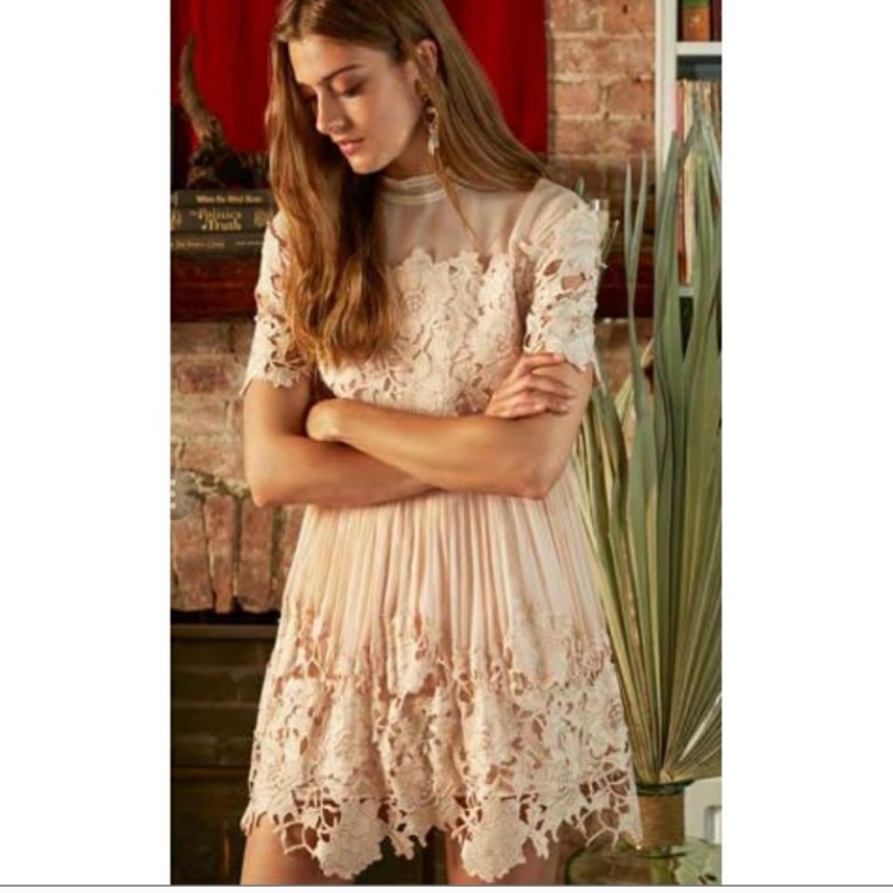 Rare Free People Saylor Cream Lace Mini Dress